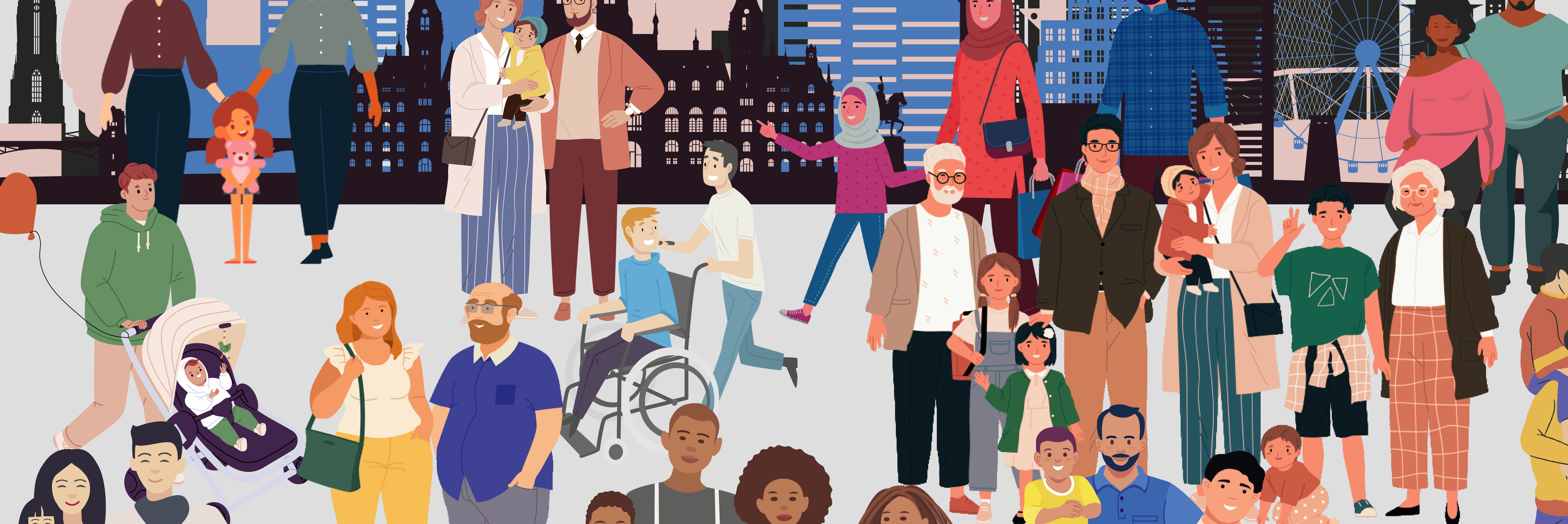 Bild verschiedener Familienkonstellationen im Comic-Stil